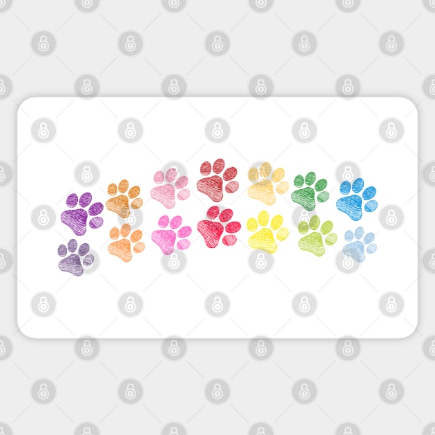 Cute doodle hand drawn colorful paw prints foot step Sticker by GULSENGUNEL